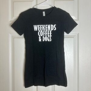 Bella + Canvas Weekends Coffee & Dogs Black Short Sleeve T-Shirt Women Size S